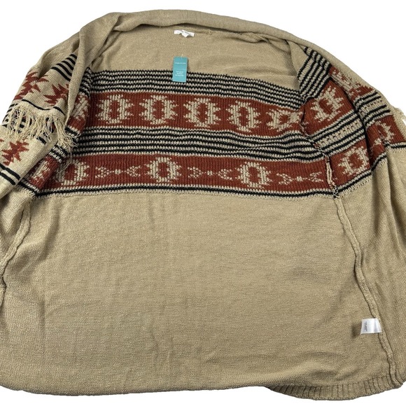 Cardigan Duster Sweater Women's XXL Brown Aztec Southwestern Fringe NWT Maurices - Picture 5 of 9
